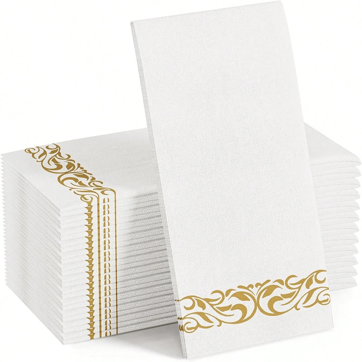 20-100pcs Linen Texture Disposable Bathroom Napkins/Guest Towels, Soft Absorbent Disposable Hand Towels, Suitable For Bathroom, Party, Wedding, Dinner, Gold, 12 X 17 Inches - Gold - View 1