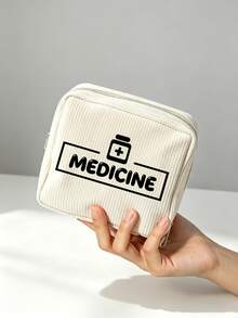 "Medicine" Pattern Printed Portable Medicine Storage Bag, Pill Box, First Aid Kit, Cosmetic Bag, Coin Purse, Suitable For Daily Use/Outdoor/Travel, Convenient Medicine Storage, Can Organize Medicine, Cosmetics, Phone And Other Small Items, Travel Essential, Christmas Gift, Personalized Gift Bag, Teacher's Day Gift, Small Gift Exchange, Room Decoration - Multicolor - View 4