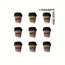[9pcs Coffee Cup Push Pins] 9pcs Cute Coffee Cup Shaped Push Pins | White With Black Decoration, Plastic Material, Suitable For Office, Home, Photo Wall And Classroom Decoration, Perfect For Organizing Notes And Adding Comfort To Any Space, Coffee Bar Accessory - Sets - View 2