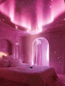 RGB Rotating Starry Projector - 16 Color Northern Lights LED Lamp With Remote, USB Galaxy Mood Light For Bedroom Home Theater, Valentine Gift For Adul - Black - View 1
