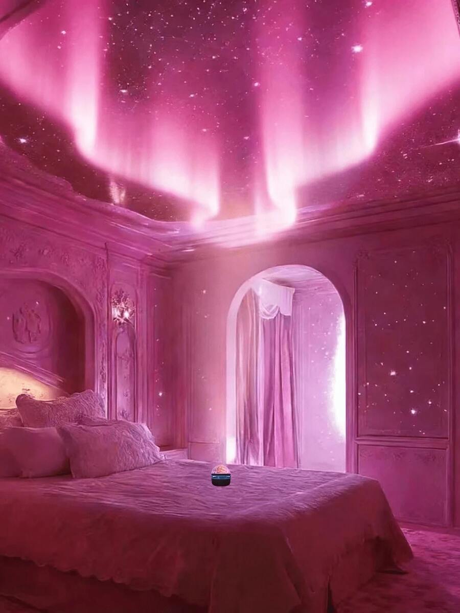 RGB Rotating Starry Projector - 16 Color Northern Lights LED Lamp With Remote, USB Galaxy Mood Light For Bedroom Home Theater, Valentine Gift For Adul - Black - View 1
