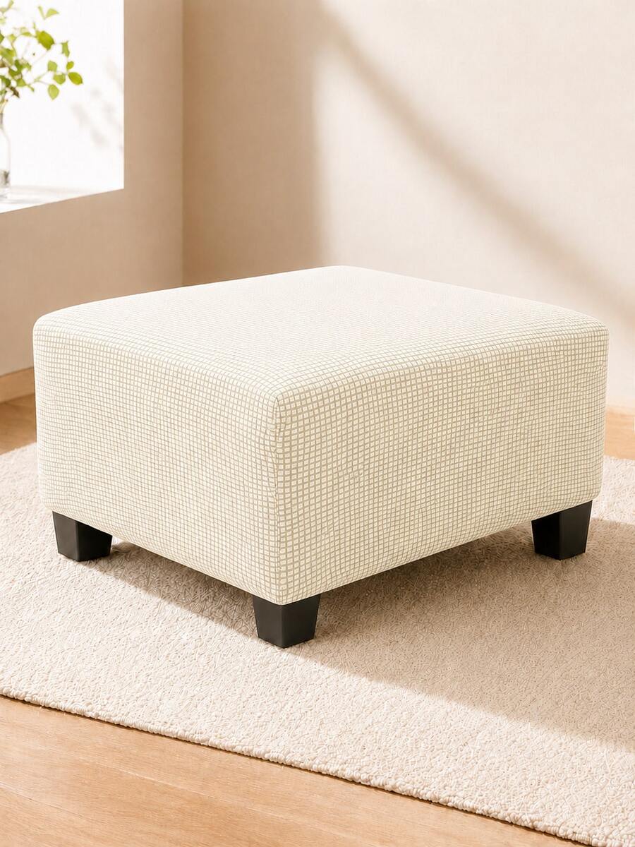 1pc Solid Color Fleece Stool Cover, Removable And Washable Casual Footstool Protector, Suitable For Living Room, Bedroom, Kitchen, Patio, Garden And Multiple Occasions, Single Piece Not Set