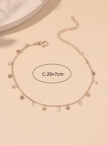 Pulsera tobillera con diseño zirconia cúbica & de redondo - Amarillo Oro - Ver 3