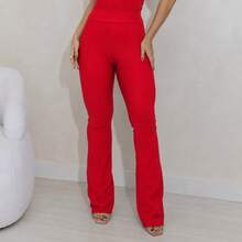 Calça Flare Feminina Montaria Premium Bootcut Elegante - Vermelho - Visão 5