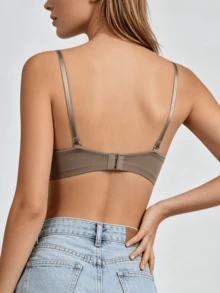 1PC Women's Comfortable Casual Underwire Soft Cup Bralette Lingerie Underwear Bra - Olive Green - View 6