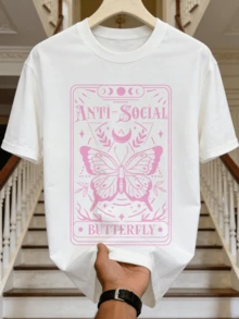 Herren Sommer Lässig Weiches Rundhals Kurzarm-Hemd, Rosa Tarot-Stil Muster Grafik geeignet für den täglichen Gebrauch. - Weiss - Übersicht 4