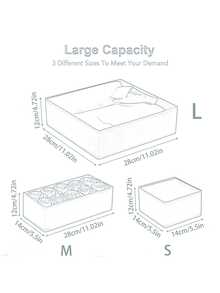 12/6/1pc Set, Minimalist Foldable Fabric Storage Box, Wardrobe Drawer Divider Organizer, Suitable For Underwear, Bras, Bedroom And Home Items Storage, Can Store Various Women's Clothing (Such As White T-Shirts, Black Pants, Winter Apparel, Dresses, Elegant Outfits, White Shirts, Long Sleeve Shirts, White Jumpsuits, Spring Skirts And Summer Tops) - White - View 4