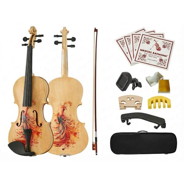 Violín Profesional de Tamaño Completo 4/4 - Sonido Premium, Diseño Duradero & Ligero Con Accesorios Completos, Acabado Artesanal Exquisito, Regalo Único Ideal Para Músicos-XY788433