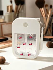 Bow & Cherry Print Card-Style Spray Bottle, Portable Refillable Travel Bottle, Alcohol Card Spray Bottle, Can Hold Essential Oil Concentrate, Hand Sanitizer, Alcohol, Compact Portable Travel Refillable Bottle, With Silicone Protective Case & Hanging Hook, Suitable For Living Room, Bedroom, Outdoor, Essential Travel Accessory - Multicolor - View 12