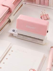 1pc Mini 6-Hole Puncher, Portable A5 A4 B5 Loose Leaf Paper Hole Puncher, DIY Scrapbook Planner Notebook Supplies, Cute Macaron Color Stationery, Suitable For Students And Office - H - View 3