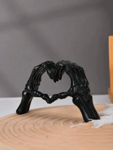 手骨心形雕像－白色手勢桌面裝飾品，骷髏情侶雕塑，創意婚禮家居裝飾，萬聖節桌面裝飾，恐怖手指雕塑，適用於客廳書架、咖啡桌及其他中心裝飾位置 - A - 查看 10