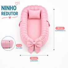 Ninho Redutor Berço com Almofada Amamentação Mosquiteiro Peças Enxoval Bebê - Pink - Visão 4