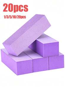 1件/3件/5件/10件/20件指甲拋光塊，中/細粒度100/180號拋光塊，適用於壓克力指甲凝膠指甲油，3向專業足部與手部美甲拋光套裝 - 紫色 - 查看 1