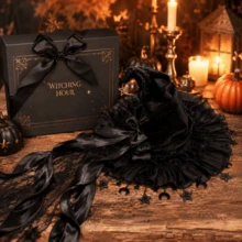 Halloween Witch Hat Gothic Wizard Hat Headwear With Detachable Bow - Black - View 5