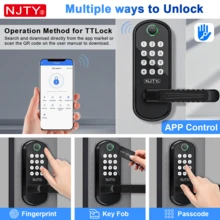 NJTY Smart Fingerprint Door Lock Keyless Entry Deadbolt, Electronic Digital Password Lock With App Control, IC Card & Passcode Unlock, Fast Biometric Recognition Smart Home Security System For Front Door - Multicolor - View 8