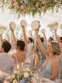 Single Row Tambourine: Wooden Handheld Drum With Metal Bells - Ideal Percussion Instrument For Weddings And Parties, Best Gift, Wedding Decor, Home Decor, Room Decor, Party Favors, Bridal Shower, Graduation, Birthday Decor, Party Decor, Bachelorette Party - Drum - View 4