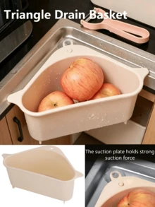 Triangle Kitchen Sink Sponge Holder, Corner Drain Rack, Cup And Vegetable Storage Rack, Large Capacity Drainage Hanging Rack, Sink Filter Basket - View 3