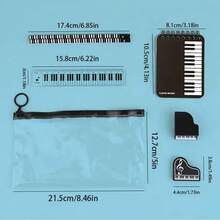 7-Piece Music Theme Stationery Set, Musical Note Pocket Notebook, Piano Design, Includes Mini Notebook, Ruler, Pencil Sharpener, Eraser, Pencil And Pencil Case, School Supplies, Ideal Gift For Stationery Lovers - A - View 6