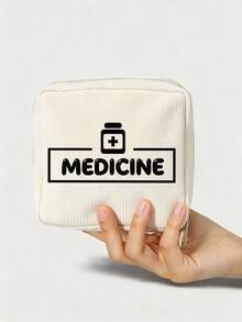 "Medicine" Pattern Printed Portable Medicine Storage Bag, Pill Box, First Aid Kit, Cosmetic Bag, Coin Purse, Suitable For Daily Use/Outdoor/Travel, Convenient Medicine Storage, Can Organize Medicine, Cosmetics, Phone And Other Small Items, Travel Essential, Christmas Gift, Personalized Gift Bag, Teacher's Day Gift, Small Gift Exchange, Room Decoration - Multicolor - View 1