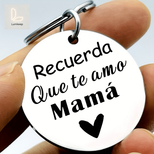 1 pieza Llavero redondo de acero inoxidable Recuerda que te amo mamá con dije de corazón, regalo del Día de la Madre de hijos, hija, hijo, esposa, regalo de cumpleaños y Navidad para mamá, joyería de uso diario