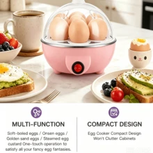 Single-Layer Egg Cooker With Round Lid And Measuring Cup. Adjust Water To Make Soft Or Hard-Boiled Eggs, Also Steams Egg Custard, Corn And Breakfast Food. Compact And Space-Saving, Ideal For Dorms, Offices And RV Use. - US A Type Plug(110-127V) - View 2