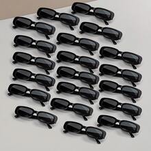 1/10/20 Pairs Vintage Small Rectangular Glasses, Thick Frame Square Party Glasses, Suitable For Women And Men - Black - View 1