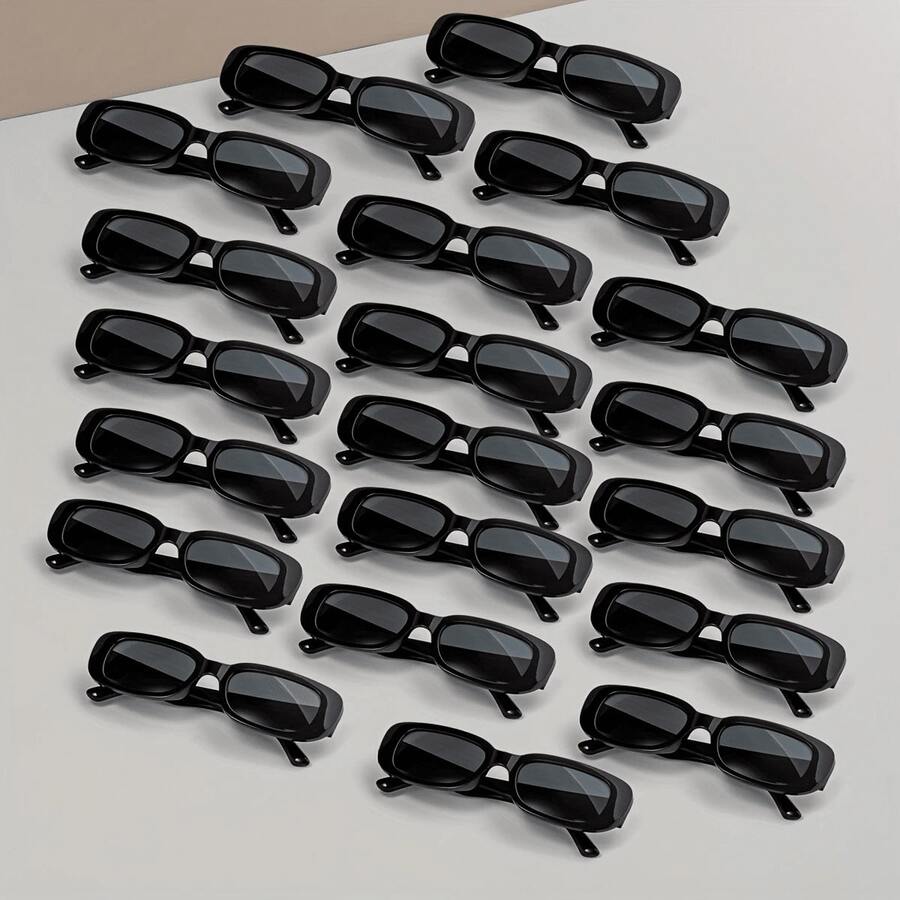 1/10/20 Pairs Vintage Small Rectangular Glasses, Thick Frame Square Party Glasses, Suitable For Women And Men - Black - View 1