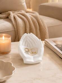 Minimalist Hand Shaped Tray, White Decorative Storage Dish For Bedroom, Bathroom, Desk & Entryway,Back To School - Multicolor - View 4