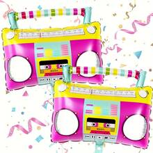 2pcs 22 Inch Vintage Record Player Shaped Aluminum Foil Balloons, Retro Disco Party Decoration Balloons - View 4