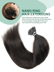 12-24 Inch Human Hair Nano Ring Hair Extensions, Natural Invisible Appearance Cold Fusion Nano Bead Ring Hair Extensions For Women - S1B - View 5