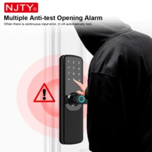 NJTY Smart Door Lock, Supports Fingerprint, Tuya WiFi App Control, Keyless Entry, Password, IC Card, Mechanical Key And Anti-Peeking Virtual Password, Suitable For Home, Apartment And Office - Black - View 8