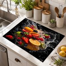 1pc, Home Decor, Fruit Pattern Printed Bowl & Plate Absorbent Mat, Dish Drying Mat, Espresso Machine Countertop Absorbent Mat, Drainage Mat, Soft Faucet Absorbent Mat, Sink Cup Mat, Kitchen Supplies, Bathroom Supplies - Multicolor - View 3