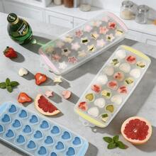1pc, Heart & Star Shapes Silicone Ice Cube Trays With Lids, Easy Release Ice Molds, Stackable Ice Maker Tray For Fruit Juice Cocktail Whiskey Drinks, Reusable Ice Moulds For Home Kitchen Bar, Ice Cube Tray, Kitchen, Ice Cube Maker. - View 6