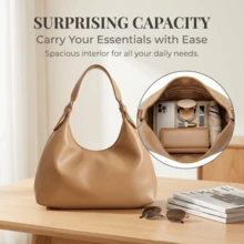 New Latte Underarm Baguette Bag For Women, Large Capacity Crossbody Shoulder Purse, Light Luxury Versatile Commuter Satchel For Dating - Khaki - View 4