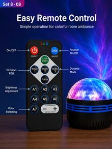 1pc Star & Moon Projection Light, Colorful Starry Sky Moon Projection | Suitable For Bedroom, Living Room, Bedside, Room Decor | USB Powered - Northern Lights - View 6