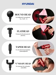 HYUNDAI Face Massage Gun, Deep Tissue Muscle Handheld Percussion Massager, Suitable For Body, Back And Neck Pain, Ultra-Compact Elegant Design, High Torque Power, Mother's Day Gift - Red - View 9