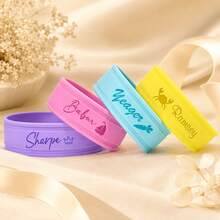 1pc Personalized Bottle Label, Reusable Silicone Non-Slip Name Band, Suitable For Bottles, Water Cups, Applicable For Classroom, Home, Dining Table, Customized Bottle Label - Multicolor - View 3