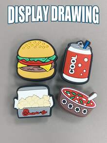 12 Pieces / Sets. Food Series Shoe Accessory Set, Including Hamburgers, Pizzas And Other Accessories. It's A Great Gift For Friends. - Orange - View 9