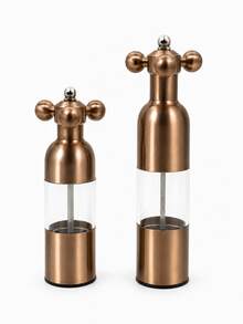 1 pieza Molinillo de especias de acero inoxidable para cocina, molinillo manual de sal y pimienta, molinillo de pimienta recargable con contenedor de especias transparente, adecuado para el hogar, la mesa y el restaurante - oro rosa - Ver 8