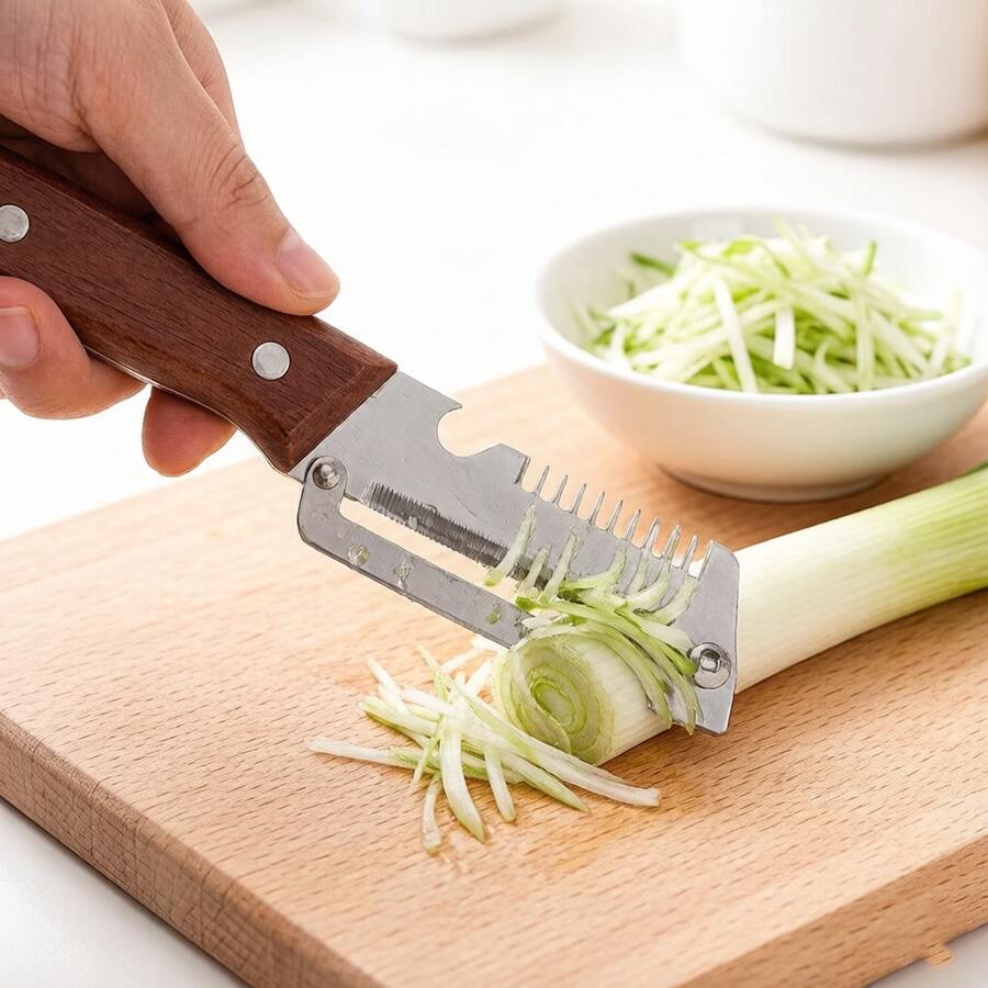 2026 NEW 1/2/3PCS Multi-Functional Vegetable Peelers For Kitchen, Wooden Handle Potato Peeler Hand Tool With Stainless Steel Blade, 2-In-1 Bottle Opener Fruit Peeler For Potato, Apple, Carrot, Mango - Default - View 1