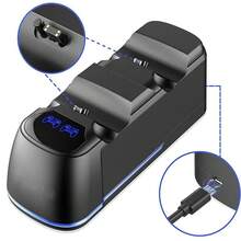 PS 4 Controller Dual Charging Dock, 2H Fast Charge, LED Indicator & Ambient Light, Black, Compatible With PS 4/Slim/Pro - 查看 3