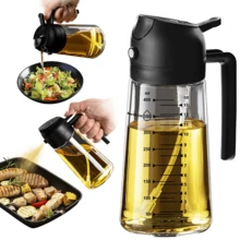 Bình đựng dầu thủy tinh 2 trong 1 16oz/470ml, bình dầu ô liu đa năng xịt và rót có vạch chia, bình đựng dầu chống rò rỉ, chai xịt kiểm soát dầu cho nồi chiên không dầu BBQ nướng salad, bình thủy tinh trong suốt chống nhỏ giọt, đồ dùng nhà bếp màu trơn, quà tặng lễ hội - Xem 2