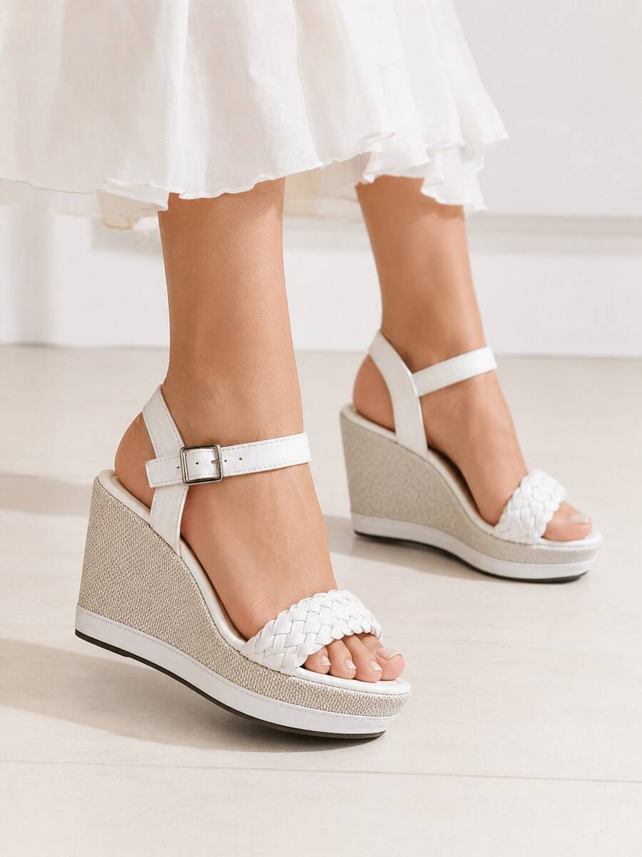 Wedge Sandal High Heel 11cm Blogger With Platform And Comfortable - OFF - View 1