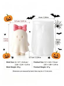 1pc Cute Ghost Silicone Candle Mold With Bow Decor, Adorable Standing Ghost, Detachable Bow Design, Flexible Reusable DIY Aromatherapy Candle Mold, Hand Soap, Epoxy Resin, Plaster Casting, Halloween Table Decor And Trick Or Treat Gift Making Mold - Cute Little Ghost - View 12
