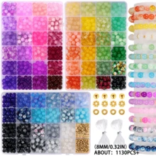 3盒裝 6/8mm 70色玻璃水晶珠，實色與裂紋圓珠，適用DIY手鍊珠寶手工製作 - 玻璃珠 - 查看 12