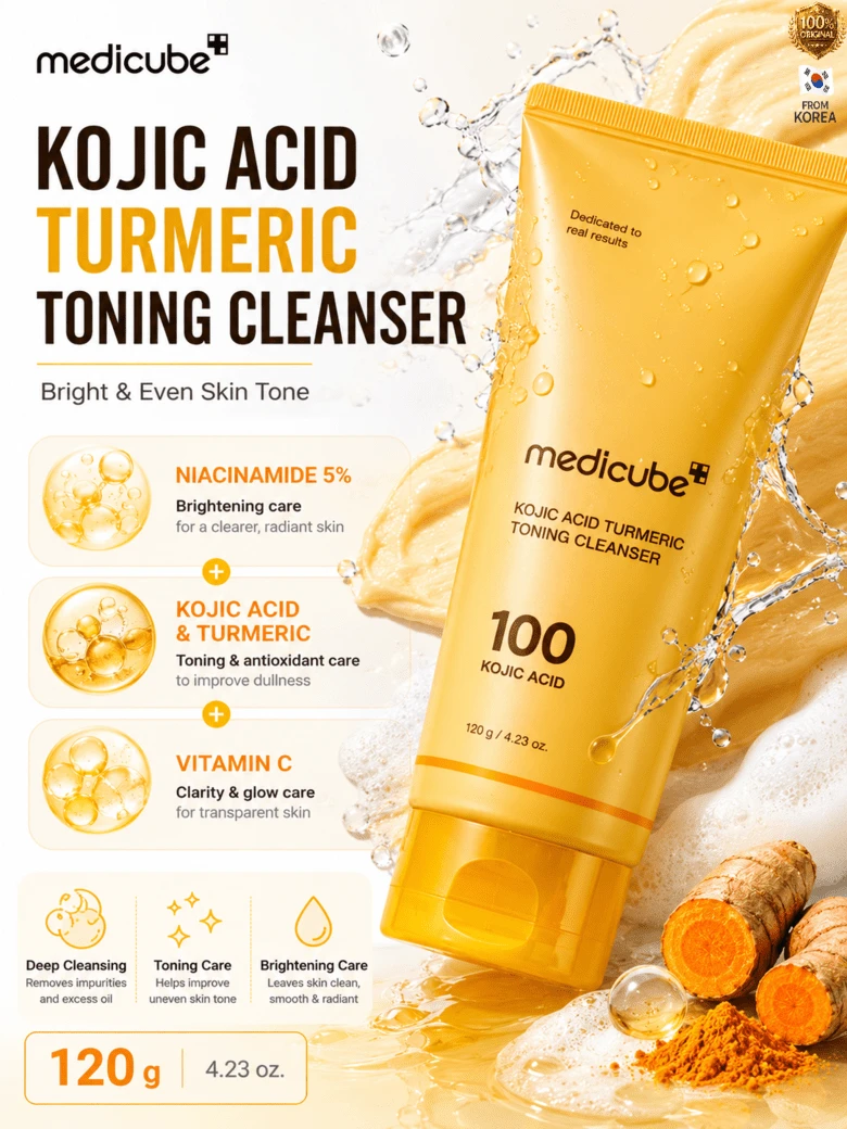 Medicube Kojic Acid Turmeric Whip Cleanser | Daily Facial Cleanser For Brightening, Balancing Skin Tone & Texture | Fade Appearance Of Uneven Patches & Ideal For Use After Spot Care | Korean Skincare - 麴酸薑黃 - 查看 1