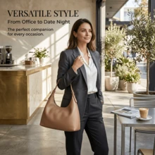 New Latte Underarm Baguette Bag For Women, Large Capacity Crossbody Shoulder Purse, Light Luxury Versatile Commuter Satchel For Dating - Khaki - View 3