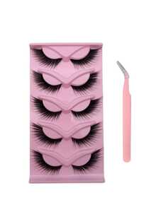 Lifted Fox Cat Eye Strip Lashes Wispy Thin Band Modify Round Square Faces - View 7