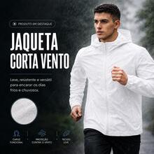 Men's Waterproof Windbreaker With Removable Hood, Sports Jacket For Gym Or Running - 白色 - 查看 2