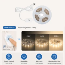 USB LED Strip Light Dimmable Touch Control LED Light Strip Warm White White Light Stepless Dimming Memory Function For Bedroom Desk TV Backlight - Touch Light Strip - View 3